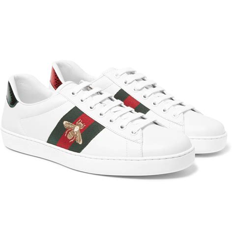 mens gucci white leather sneakers|gucci men's ace leather sneakers.